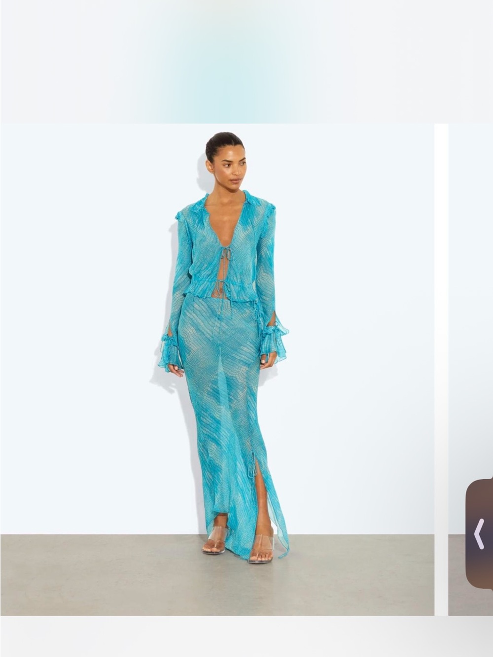 Rat & Boa Turquoise Sheer Tie-Front Maxi Coverup Set
